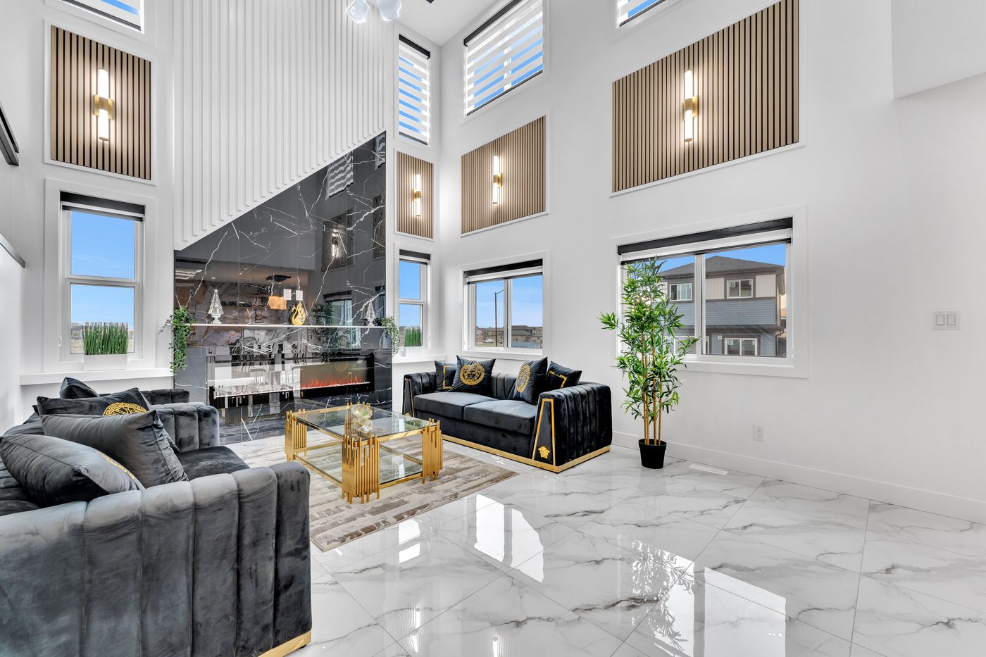 Great room with fireplace